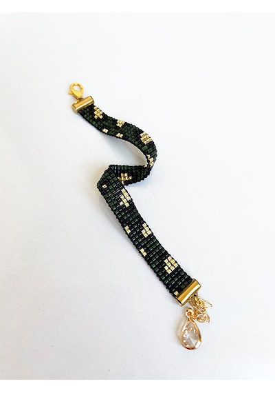 Nevoaccessory Haki Leopar Desenli Miyuki Bileklik Haki