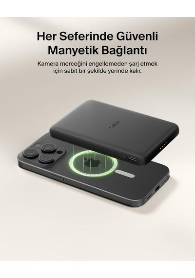Boostcharge 5000 Mah İnce Manyetik Usb-c Power Bank, Siyah