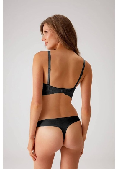 Pierre Cardin Dantelli Push Up Sütyen Takım Siyah