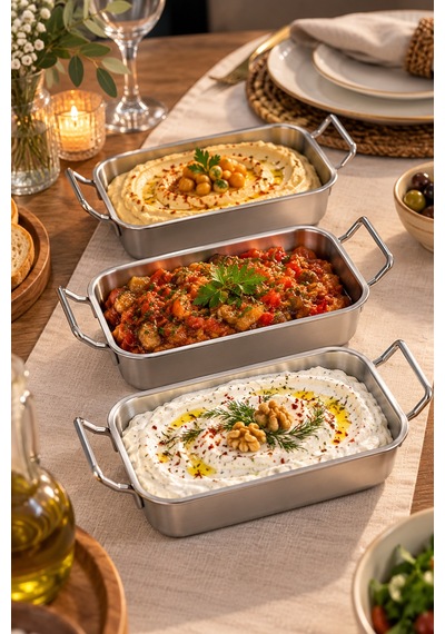 Mini Sunumluk Kulplu Meze, Kahvaltılık Ve Sos Servis Tabağı Paslanmaz Çelik 10x16 Cm Gümüş
