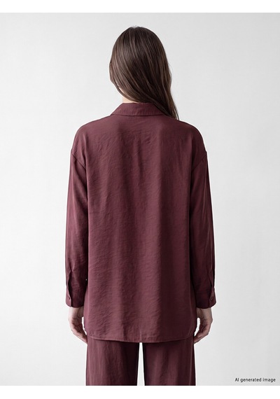 Lcw Modest Bordo Nakışlı Modal Karışımlı Kadın Gömlek Tunik