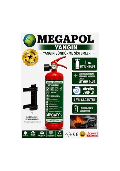 1 Kg Lityum Plus Elektrikli Araç Yangın Söndürme Cihazı, Yangın Söndürme Tüpü