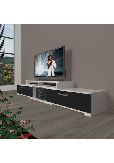 Decoraktiv Flex 130 Mdf Tv Ünitesi Tv Sehpası Beyaz - Siyah