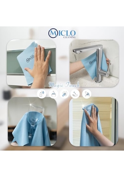 Mıclo Cleanıng Balıksırtı Desen Sihirli Cam, Ayna, Mutfak, Banyo Bezi X6 Adet Açık Bej