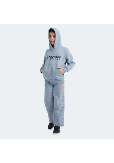 Slazenger  LEXUS Çocuk Kapüşonlu Cepli Mavi Sweatshirt