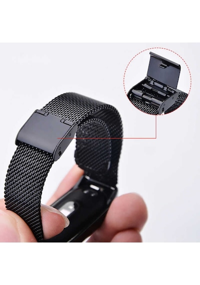Xiaomi Mi Band 5 Kordon Metal Tel Örgü Işlemeli 16 Kademeli