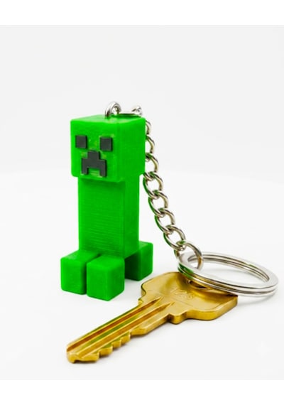 Minecraft Creeper Anahtarlık - 3d Baskı Yeşil Creeper Figürlü Özel Tasarım 3d Anahtarlık