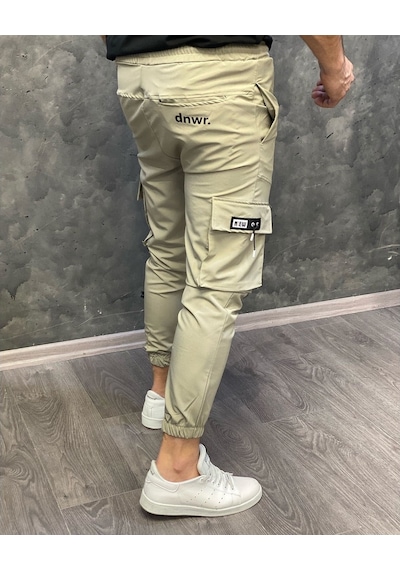 Oliggopol Erkek Haki Yeşil Bel Ve Paçası Lastikli Yandan Cepli Tarz Jogger