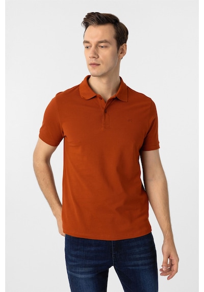 Süvari Kiremit Slim Fit Düz Polo Yaka Tişört KIREMIT