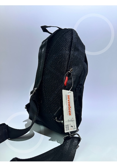 Ogdo - Su Geçirmez, Çapraz Sırt Omuz Göğüs Askılı Unisex Çanta Açık Gri - Siyah
