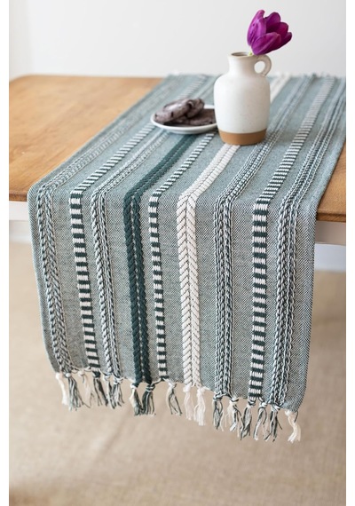 Neula %100 Pamuk Örme Runner 40 X 110 Cm Orman Yeşili Çok Renkli