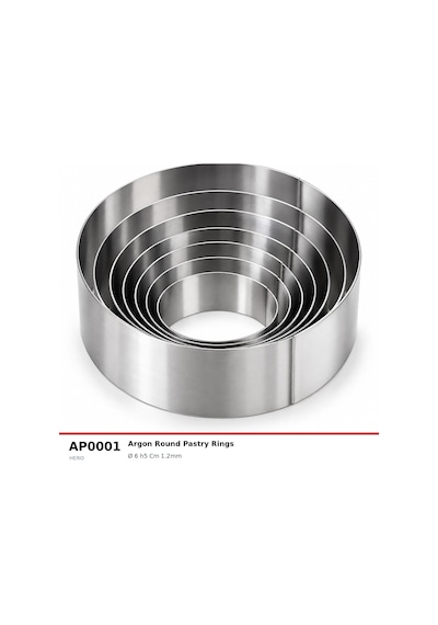 Fida Pasta Çemberi Yuvarlak Argon 1,2mm Yükseklik 5 Cm Paslanmaz Ø25 Cm Inox
