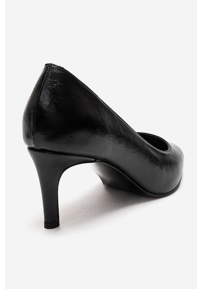 Luvishoes Velmıra Siyah Cilt Kadın Topuklu Ayakkabı