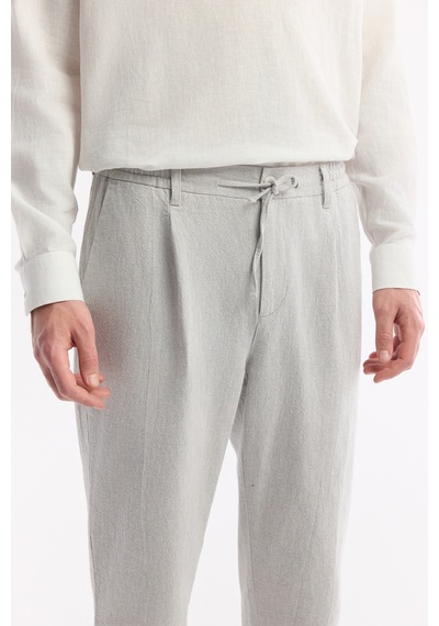 Avva Erkek Gri Beli Bağcıklı Keten Karışımlı Chino Relaxed Fit Pantolon B003036 Avva Erkek Gri Beli Bağcıklı Keten Karışımlı Chino Relaxed Fit Pantolon B003036
