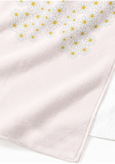 Papatya Çiçekli Soft Pembe Plaj Havlusu - Minimalist Kelebek Motifli Sarı Beyaz Banyo Sahil Örtüsü Serin Dalgası