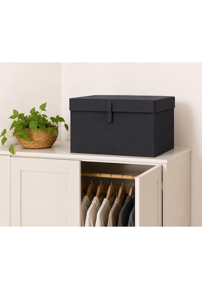 Çok Amaçlı Saklama Kutusu Düzenleyici Kapaklı Sandık Tipi Kutu Hurç Organizer 3 Lü Set Antrasit, Mini 40x30x26 Diğer