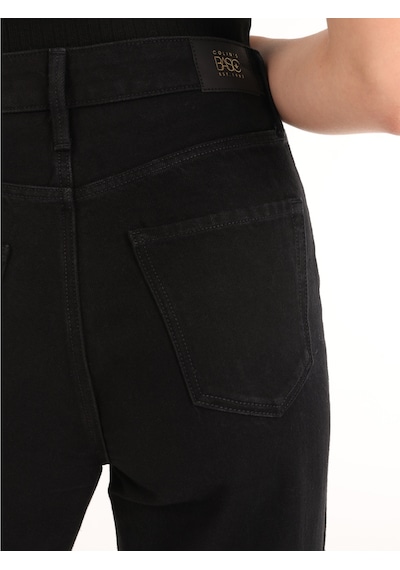 Colin's Colins 970 Berry Normal Kesim Geniş Paça Yüksek Bel Kadın Siyah Jean Pantolon 001
