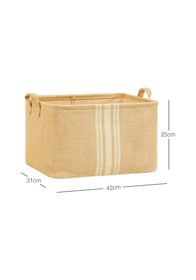 Ocean Home Textile Çizgili Jüt Sepet 42 x 31 x 25 cm