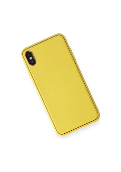 Newface Apple Uyumlu İphone Xs Max Kılıf Coco Deri Silikon Kapak - Sarı