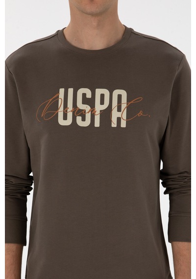 U.S. Polo Assn. Erkek Regular Fit Bisiklet Yaka Vizon İnce Sweatshirt 50315570-VR052