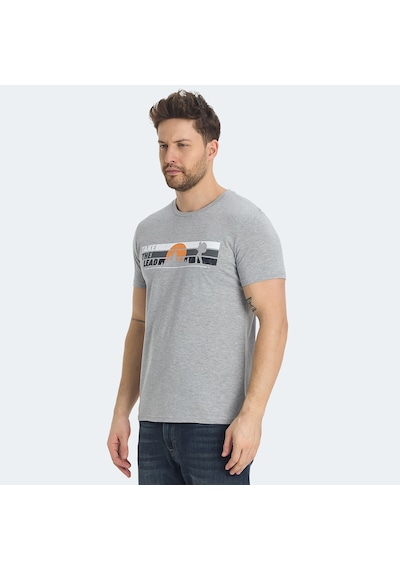 Slazenger RASA IN Erkek Baskılı Gri Tişört