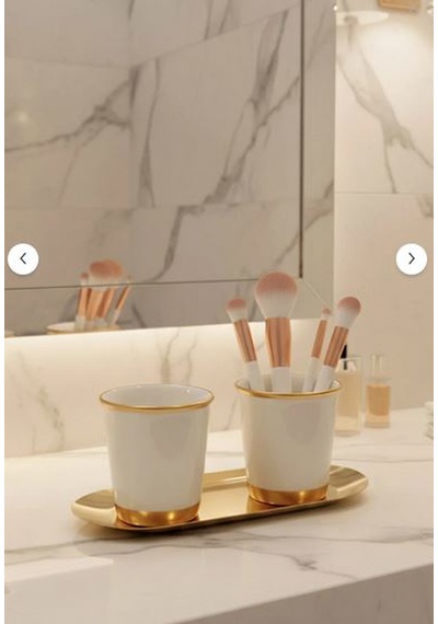 Fine Living Golden Mug Set -3 Parça Beyaz