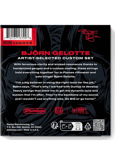 Jim Dunlop Bjorn Gelotte Artist Selected Custom Drop D Elektro Gitar Teli 12-68