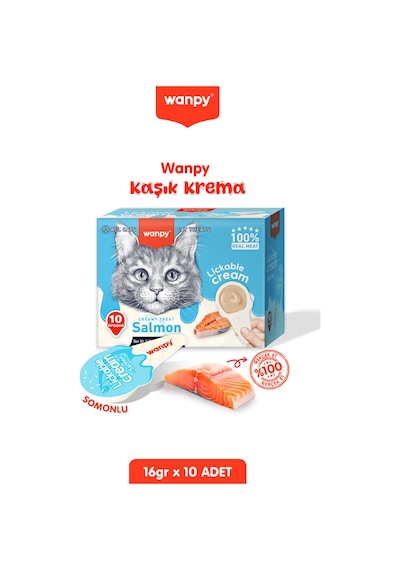 Somonlu Tahılsız Kaşıklı Kedi Ödül Kreması Kedi Ödülü 10 X 16gr