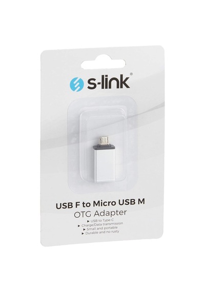 Sl-taotg25 Gümüş Metal Gövde Usb F To Microusb M Otg Çevirici