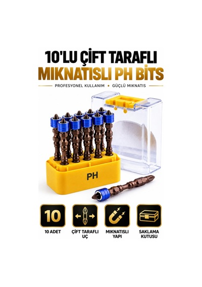 Vida Sıkma Ucu 10 Adet Çift Yönlü Mıknatıslı Yıldız Bits