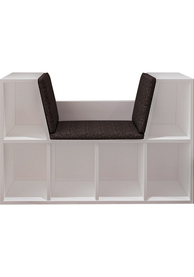 Livora Minderli Kitaplık - Oturma Alanlı 103 Cm Minimalist Tasarım Beyaz