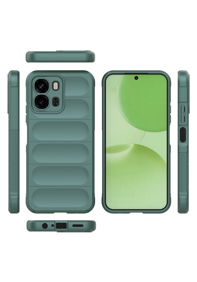 Oppo A6x Kılıf Darbe Emici Leke Tutmaz Esnek Tpu Oyuklu Arka Yüzey Tasarımlı Silikon Kapak Koyu Yeşil