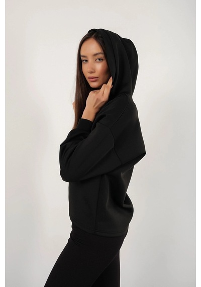 Tarzsokak Kadın Siyah Scuba Kapüşonlu Sweatshirt Scubasweatshirt