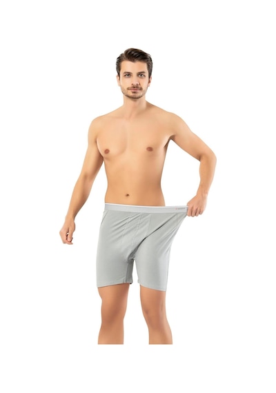 Erdem Erkek Pamuk Elastan Uzun Boxer 1470 - 6 Adet Gri