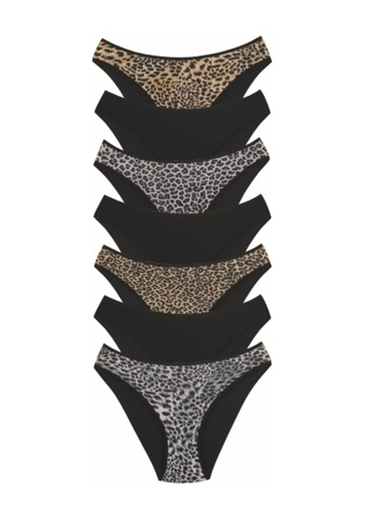 New Lilla 18001-6 Kadın 7'Li Leo In Love Bikini Külot Paketi Siyah