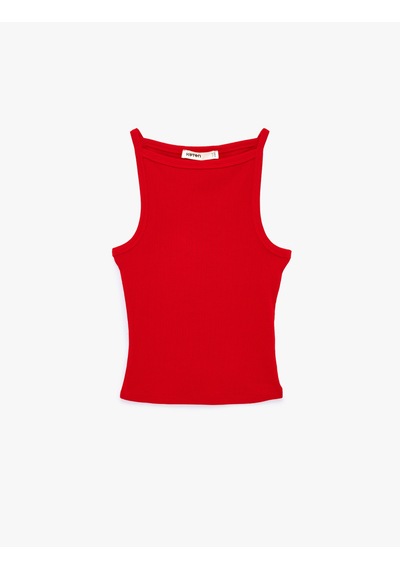 Koton Kaşkorse Kolsuz Pamuklu Slim Fit Askılı Kare Yaka Üst Kırmızı 6sak10388ek