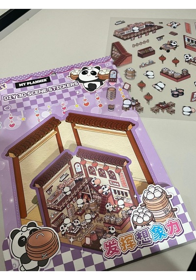 Dıy 3d Sahne Sticker Seti Mor Planner & Defter İçin Dekoratif Çıkartma Diğer