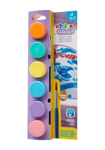 Süper Yıkanabilir Tempera Suluboya Seti, 6 Renkli Fırça 0