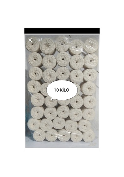 10 Kg Makrome Ipi Taranabilir 3 Mm Tek Büküm Ekru