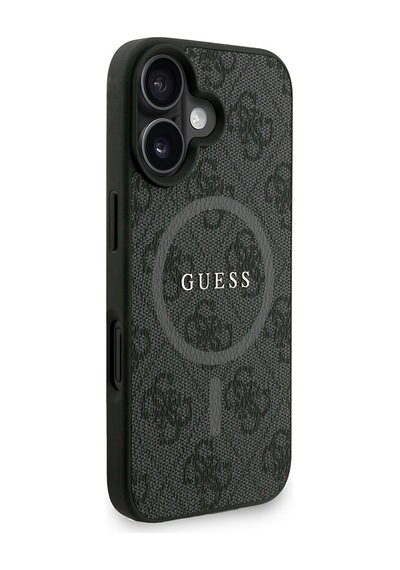 Apple iPhone 16 Uyumlu Kılıf Guess Lisanslı M safe Bilek Askı İpli Yazı Logolu Kapak Siyah