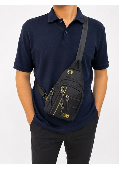 Sanmorris Unisex Küçük Boy Çok Gözlü Çapraz Askılı Body Bag Siyah-sarı