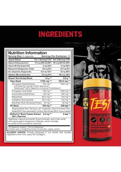 Mutant Test Daa Aspartic Acid+tribulus+maca+fenugreek+ginseng 90 Kapsül