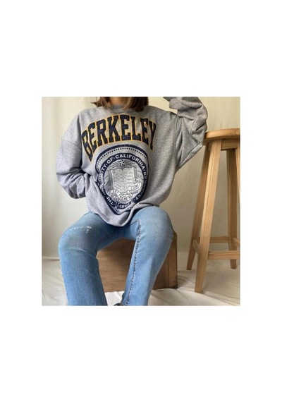 Medinenur Kadın Gri Berkeley Baskılı Seatshirt Gri