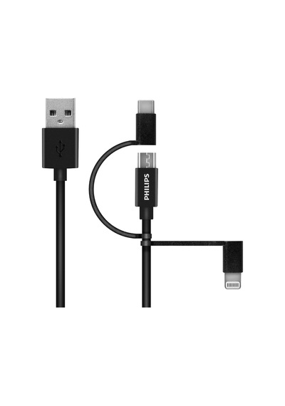 Philips Playstation 4 / 5 İle Uyumlu Joystick Şarj Kablosu Mfı 3in1 Micro Usb-lightining-type-c Hızlı Şarj Ve Data Kablosu 2m Siyah Dl