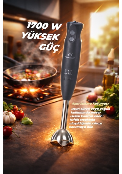 Pirantech YH-83 1700 W Çubuk El Blenderi Kolay Temizlenebilir Turbo Fonksiyonlu