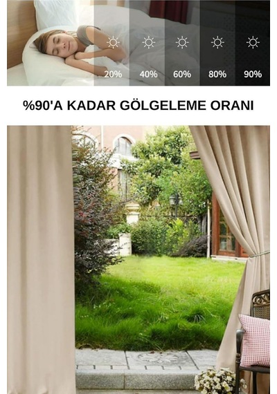 Denge Perde 13770 Bej Çizgili Özel Dikim Lüks Branda Balkon Perdesi Bej 330 X 230 Diğer