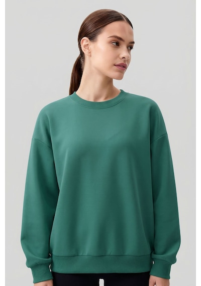 Deniz Yeşili Basic O Yaka Oversize Kadın Sweatshirt - 97053 Yeşil