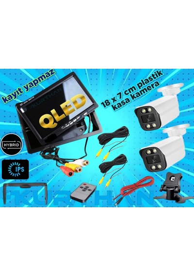 Tarım Araçlarına Özel 2 Adet Ahd 2mp Warm Ledli Kamera Ve 7'' Qled Ips Monitör 12 V