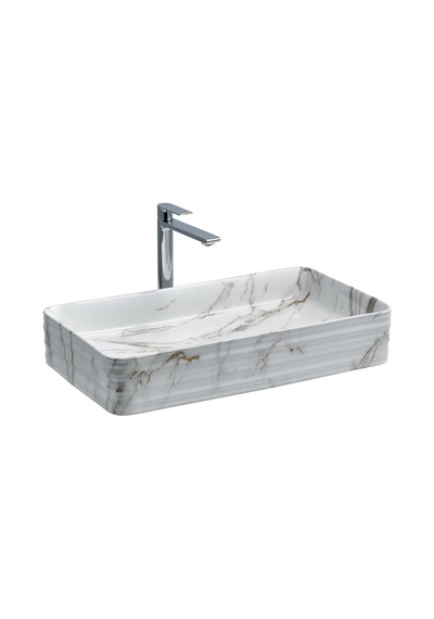 Lena Tezgahüstü Lavabo Mermer Desenli Beyaz E-2106m1 Mermer Rengi