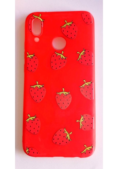Huawei P20 Lite Uyumlu Çilek Resimli Yumuşak Slikon Kılıf